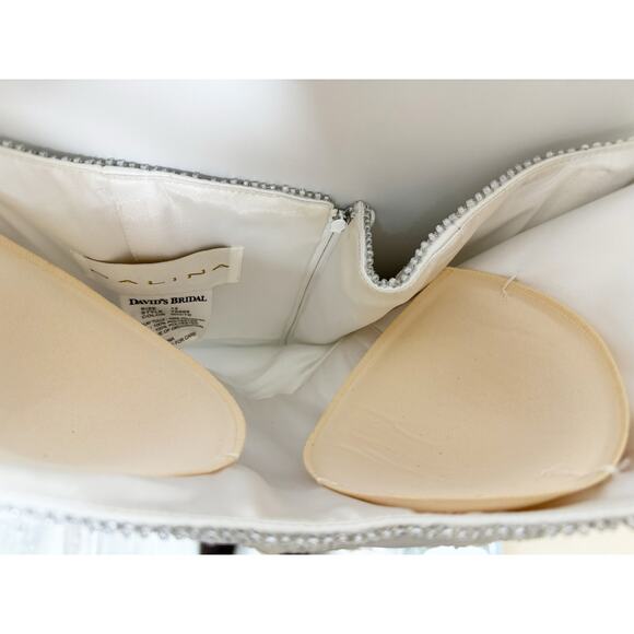 Galina Womens Satin Tulle Wedding Dress Strapless Button Back 12 - Picture 7 of 12